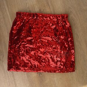 Red Sequin Skirt